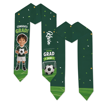 Personalized Soccer Kid Graduation Stole – Custom Photo