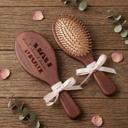Custom Engraved Bamboo Comb – Personalized Keepsake Gift for Mom