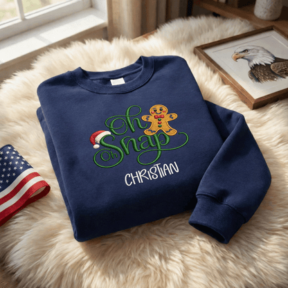 Personalized Embroidered Oh Oh Snap Gingerbread Sweatshirt with Custom Name