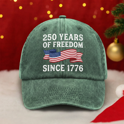 250 Years Of Freedom Since 1776 Custom Name Washed Denim Baseball Cap