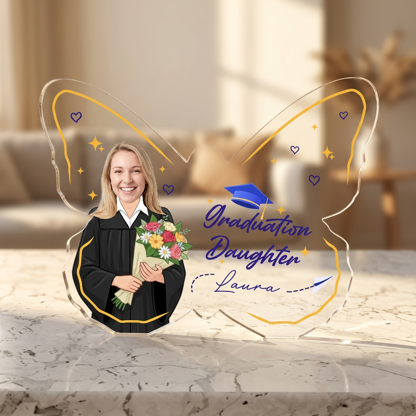 Personalized Graduation Daughter Butterfly Acrylic Plaque – Custom Photo Keepsake