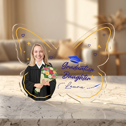 Personalized Graduation Daughter Butterfly Acrylic Plaque – Custom Photo Keepsake