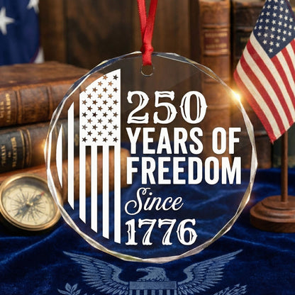 White USA 250th Anniversary Glass Ornament – Patriotic 1776–2026 Keepsake