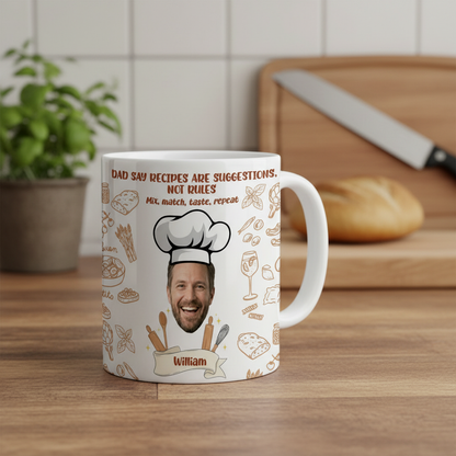Custom Photo Dad Mug Recipes Are Suggestions Not Rules – Personalized Name Funny Father Gift Coffee Cup