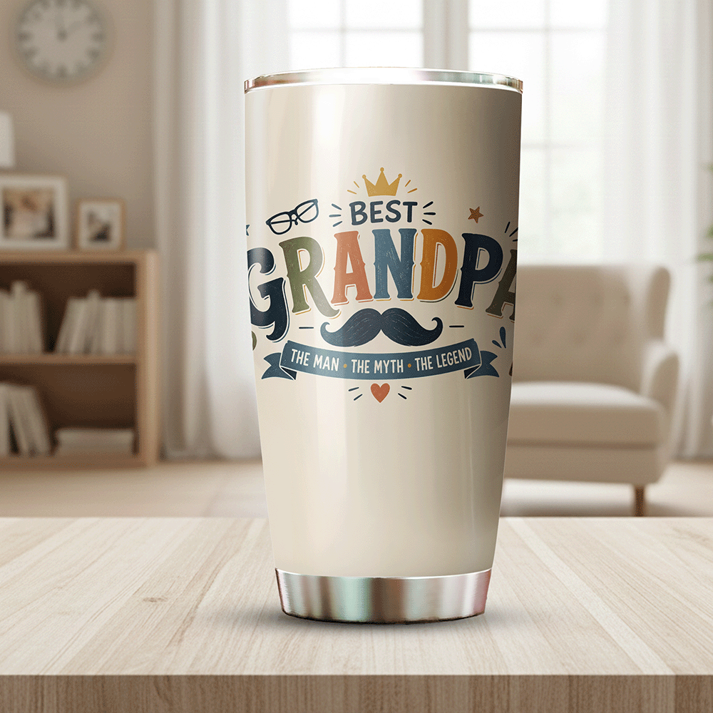 Best Grandpa Ever 20oz Tumbler – Stainless Steel Travel Mug Gift for Grandpa