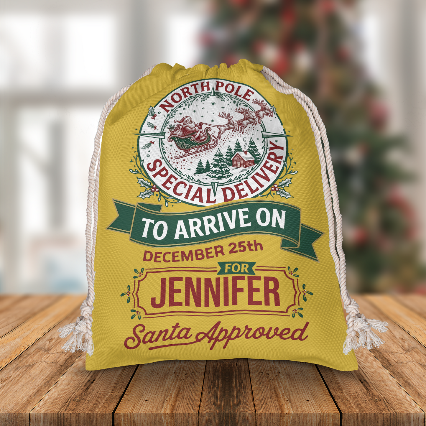 Personalized Special Delivery to Arrive on Dec 25th Christmas Sack with Custom Name