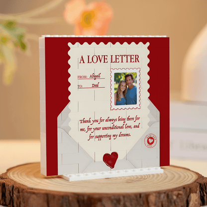 Personalized Building Block Desk Decor – Custom Photo “A Love Letter to Dad” Father’s Day Gift
