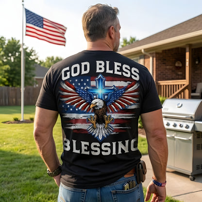 God Bless America Shirt – Personalized Patriotic Eagle Cross T-Shirt, 250 Years of Blessing Independence Day 2026