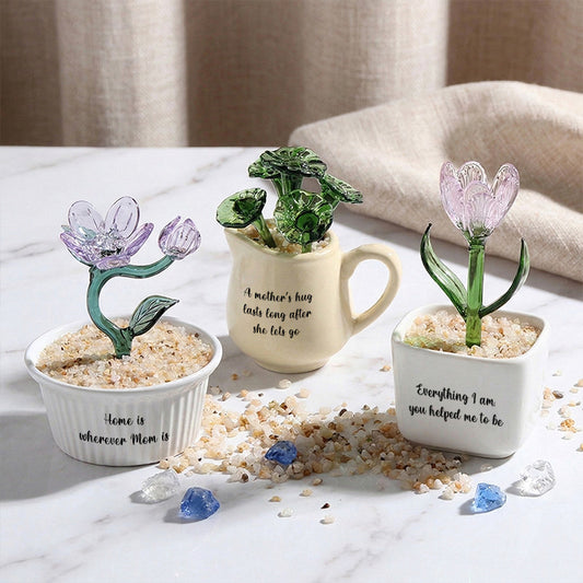 Aquatic Flower Glass Pot - Personalized Ocean Floral Planter Gift
