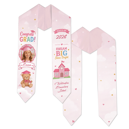 Personalized Dream Big Shine Bright Kid Graduation Stole – Custom Photo