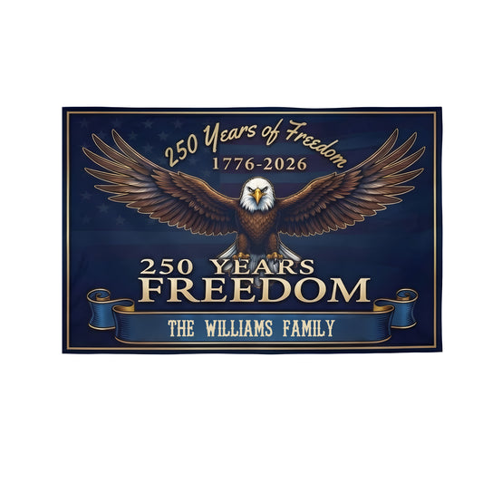 Personalized Family Name 250 Years of Freedom Patriotic Banner House Flag