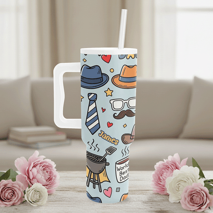 Personalized Cute 40oz Tumbler for Dad – Custom Name Father’s Day Gift Cup