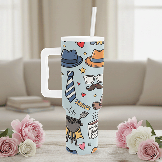 Personalized Cute 40oz Tumbler for Dad – Custom Name Father’s Day Gift Cup
