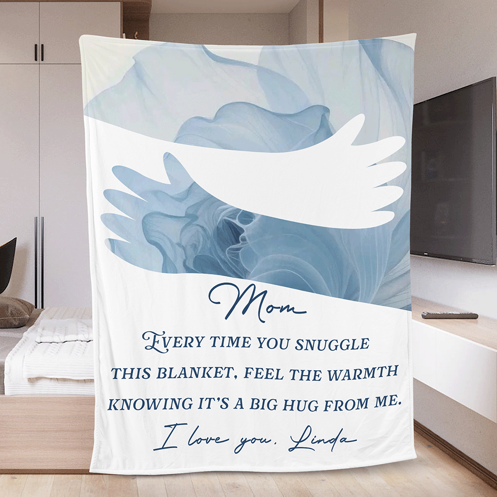 “Wrapped in Our Love” Personalized Photo Blanket – Mother’s Day Gift for Mom & Grandma Custom Family Keepsake