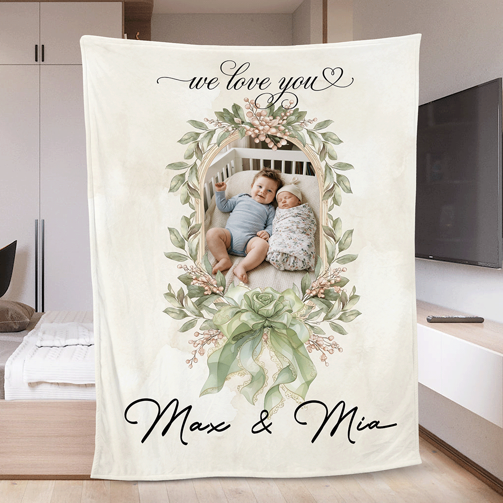 Love You Evermore Personalized Photo Blanket Gift for Mom and Grandma