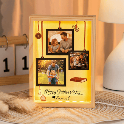 Personalized Photo Frame Light Box for Dad – Custom Photo Father’s Day Gift, LED Picture Frame Lamp