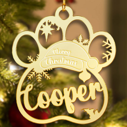 Paw Print Christmas Ornament - Personalized Mirrore Acrylic Dog Ornament
