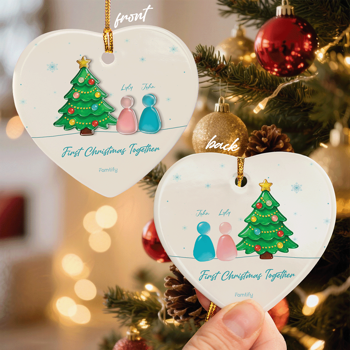 First Christmas Together - Personalized Couple Ceramic Acrylic Ornament