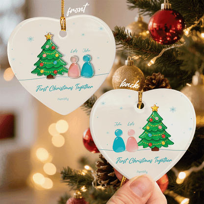 First Christmas Together - Personalized Couple Ceramic Acrylic Ornament