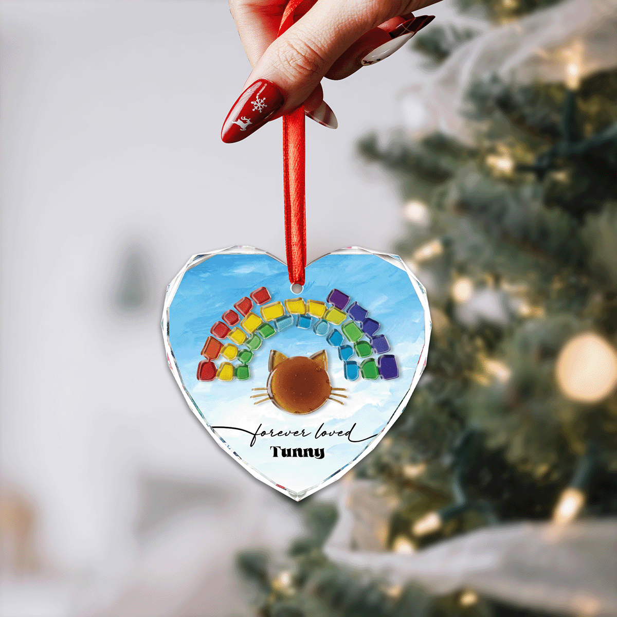 Personalized Pet's Name Rainbow Shade Glass and Acrylic Ornament