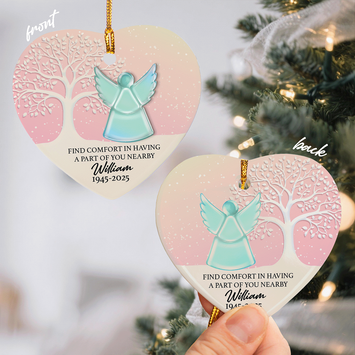 Memorial Personalized - Find comfort in having a part of you nearby Ceramic Acrylic Ornament