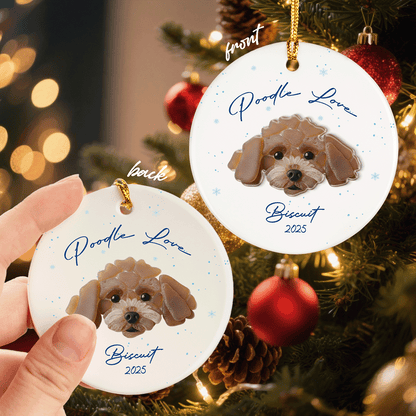 Personalized Poodle Ceramic Acrylic Ornament – Custom Pet Name Keepsake Gift