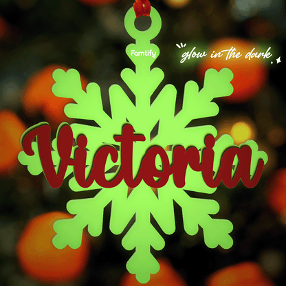 Personalized Glow In The Dark Wood and Luminous Acrylic Snowflake Ornament