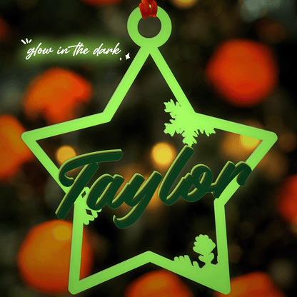 Personalized Glow In The Dark Wood and Luminous Acrylic Star Ornament