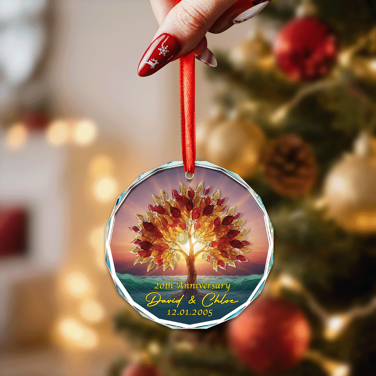 Personalized Anniversary Glass and Acrylic Ornament