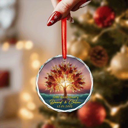 Personalized Anniversary Glass and Acrylic Ornament