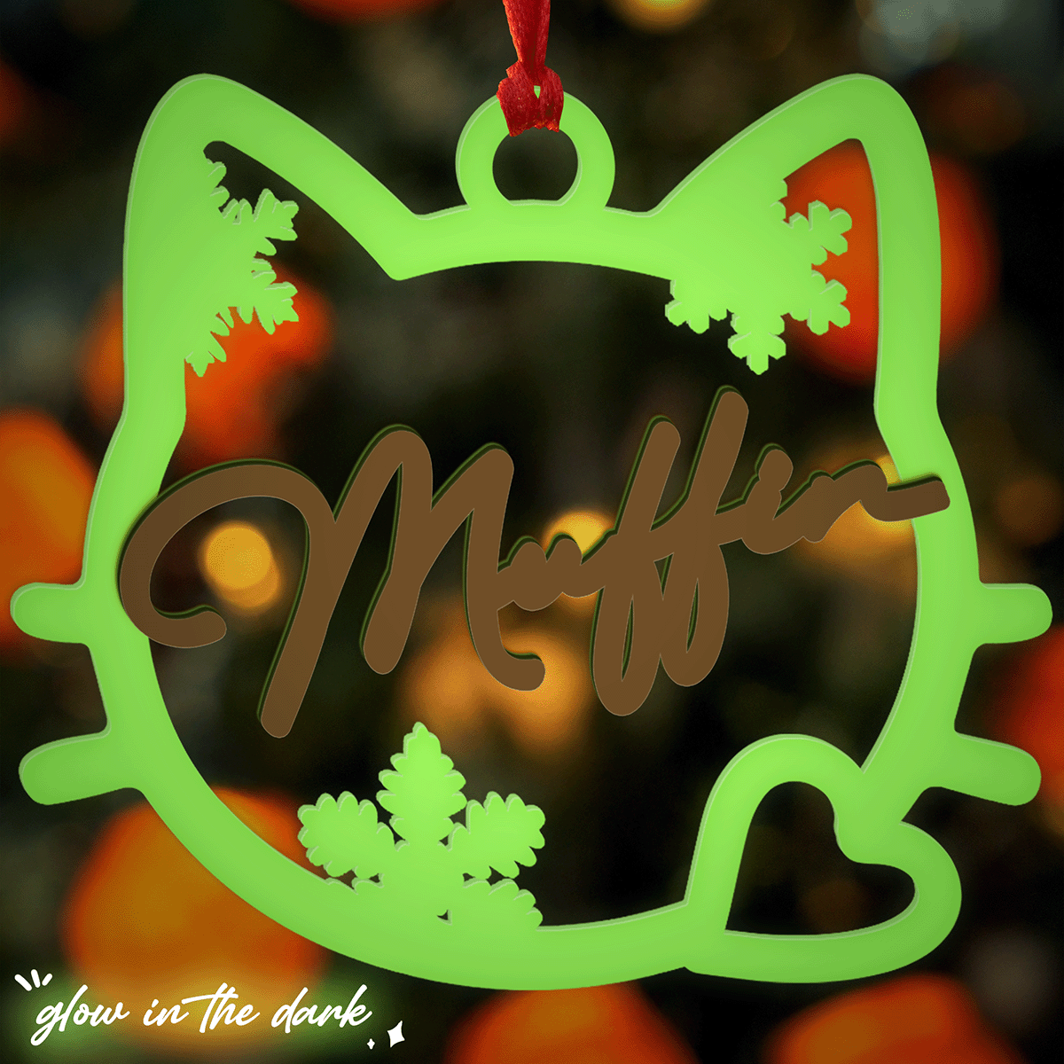 Personalized Pet's Name Wood And Luminous Acrylic For Paw Lover Ornament