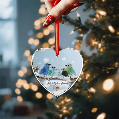 Personalized Nestle In Family Glass and Acrylic Ornament