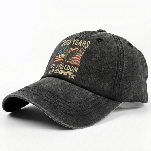 250 Years Of Freedom Since 1776 Eagle Custom Name Washed Denim Baseball Cap