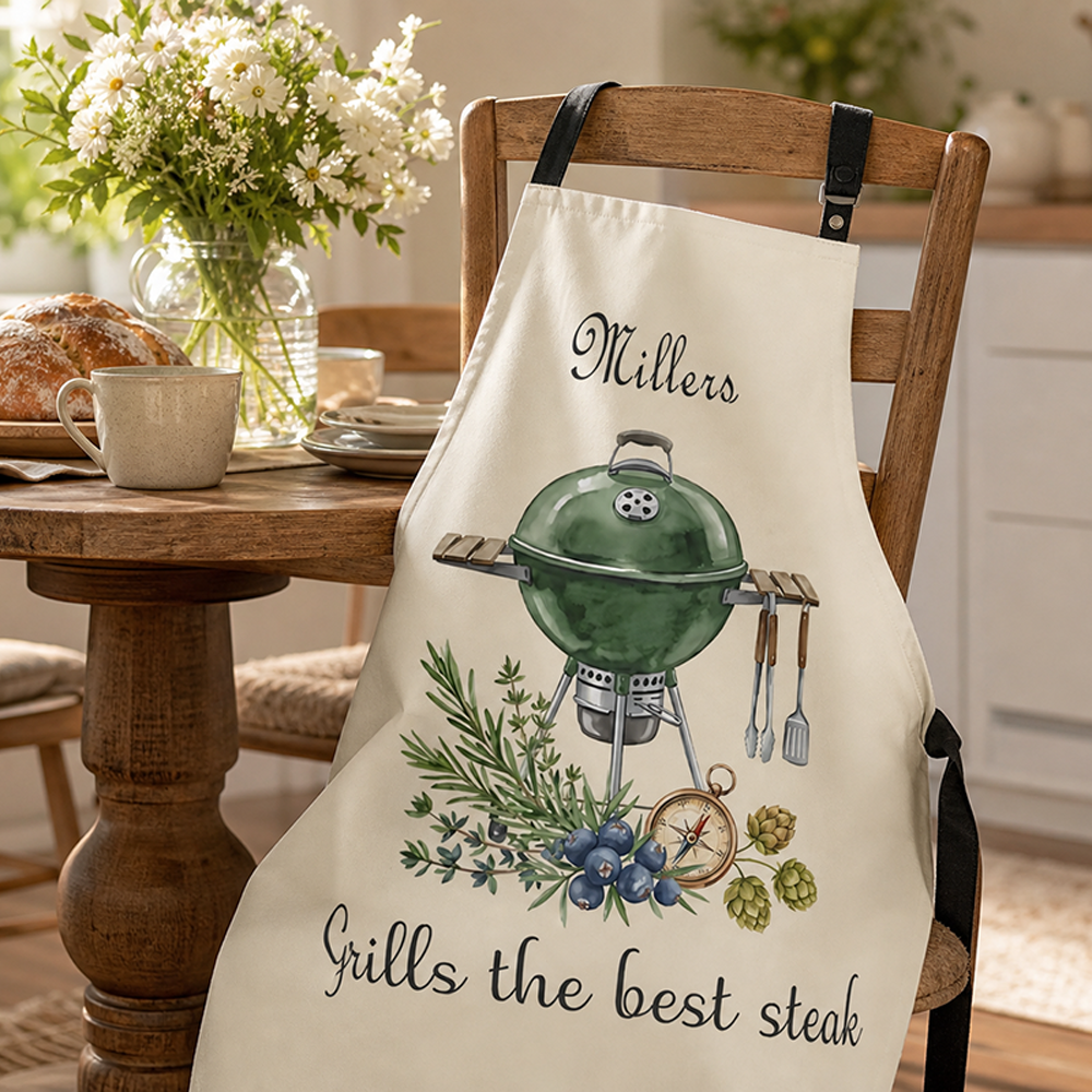 Grills the Best Steak Apron – Funny BBQ Cooking Gift for Dad