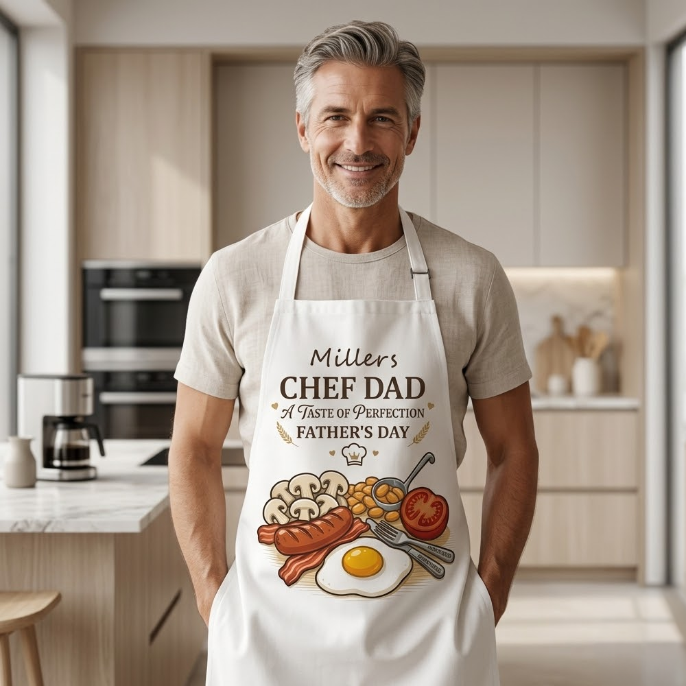 Chef Dad A Taste of Perfection Father’s Day Apron – Funny BBQ Cooking Gift for Dad