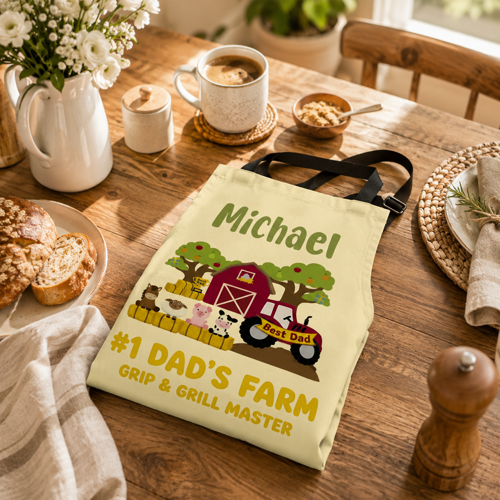 #1 Dad’s Farm Grip & Grill Master Apron – Funny BBQ Cooking Gift for Dad