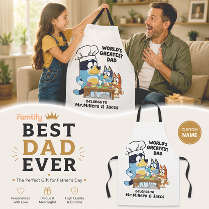 World’s Greatest Dad Apron – Funny BBQ & Cooking Gift for Father’s Day