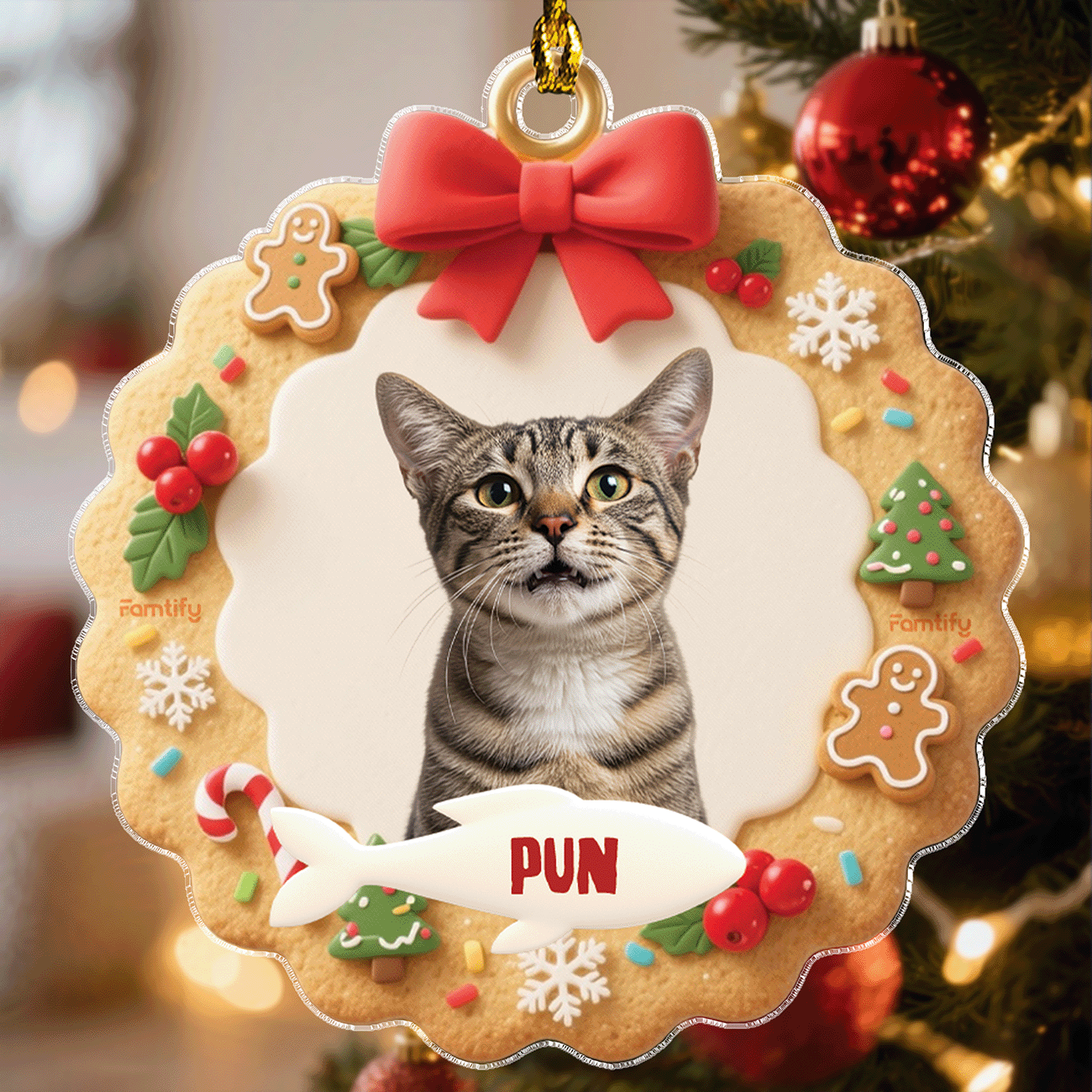 Lovely Pet Face Gingerbread – Custom Photo Personalized Acrylic Ornament