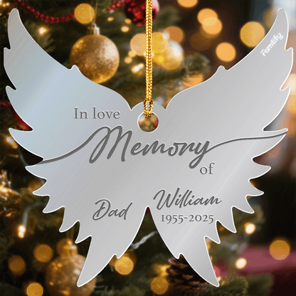 Memorial Mirrored Acrylic Christmas Ornament - Angel's Wings