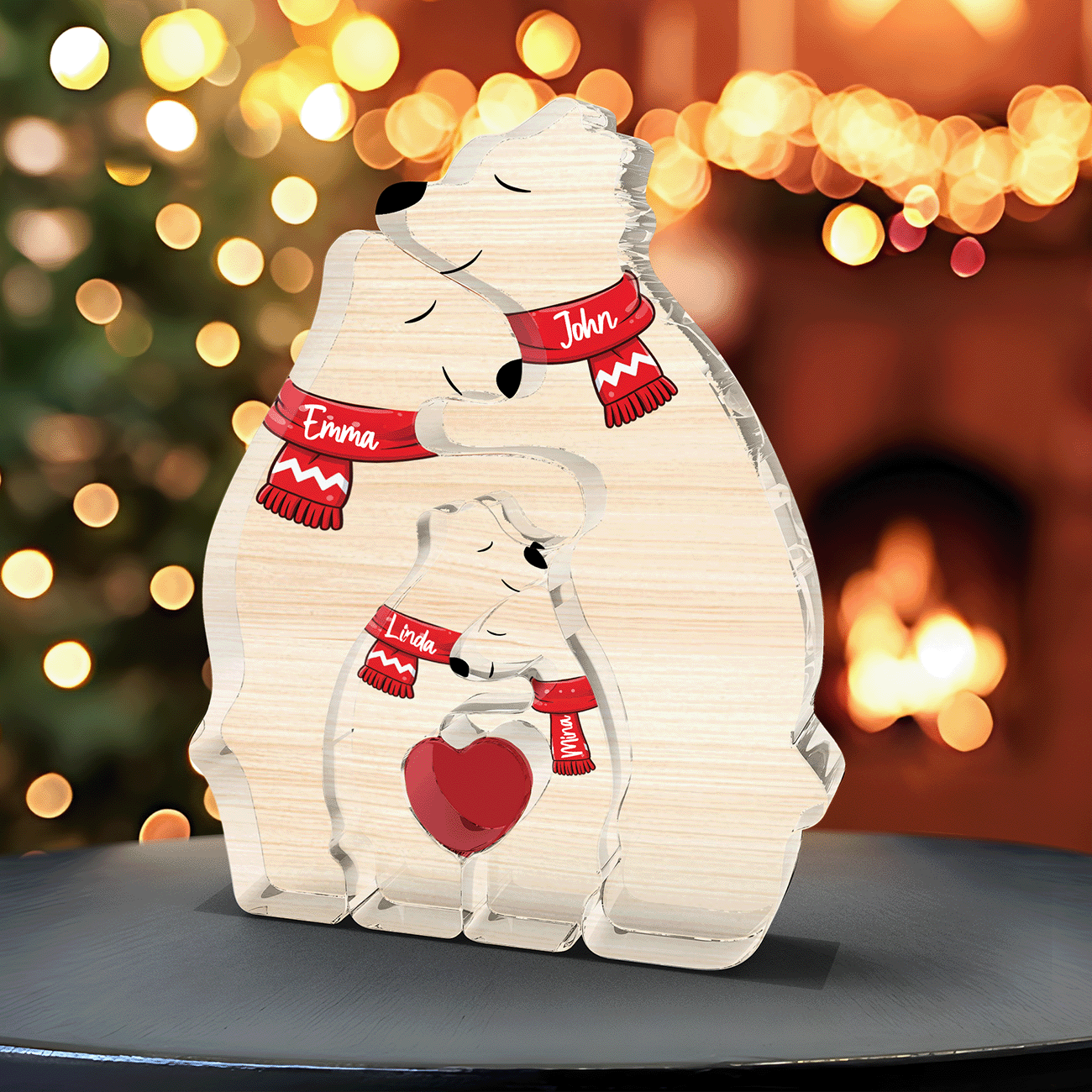 Personalized Acrylic Hugging Bear Family Puzzle