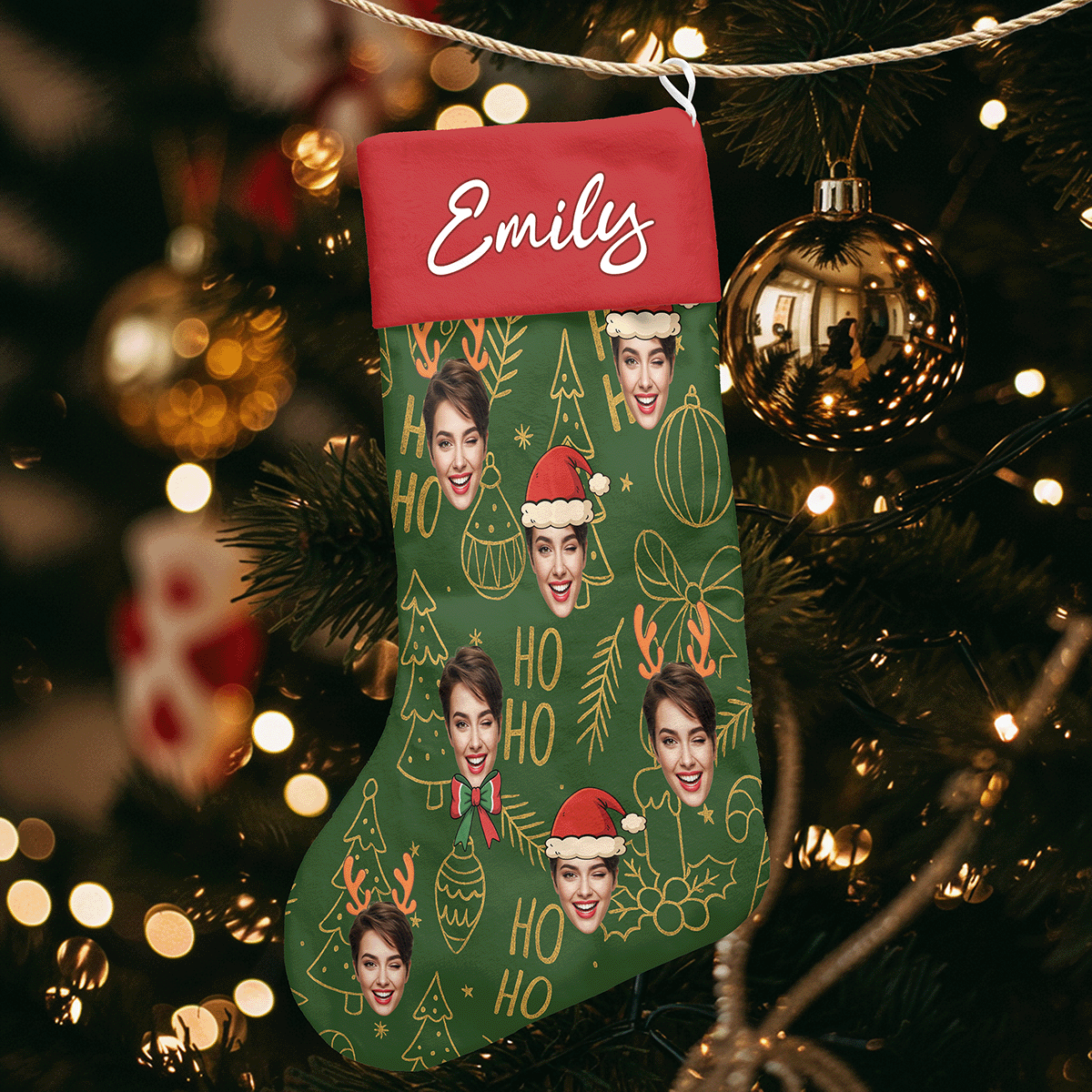 Personalized Your Own Funny Face Christmas Stocking