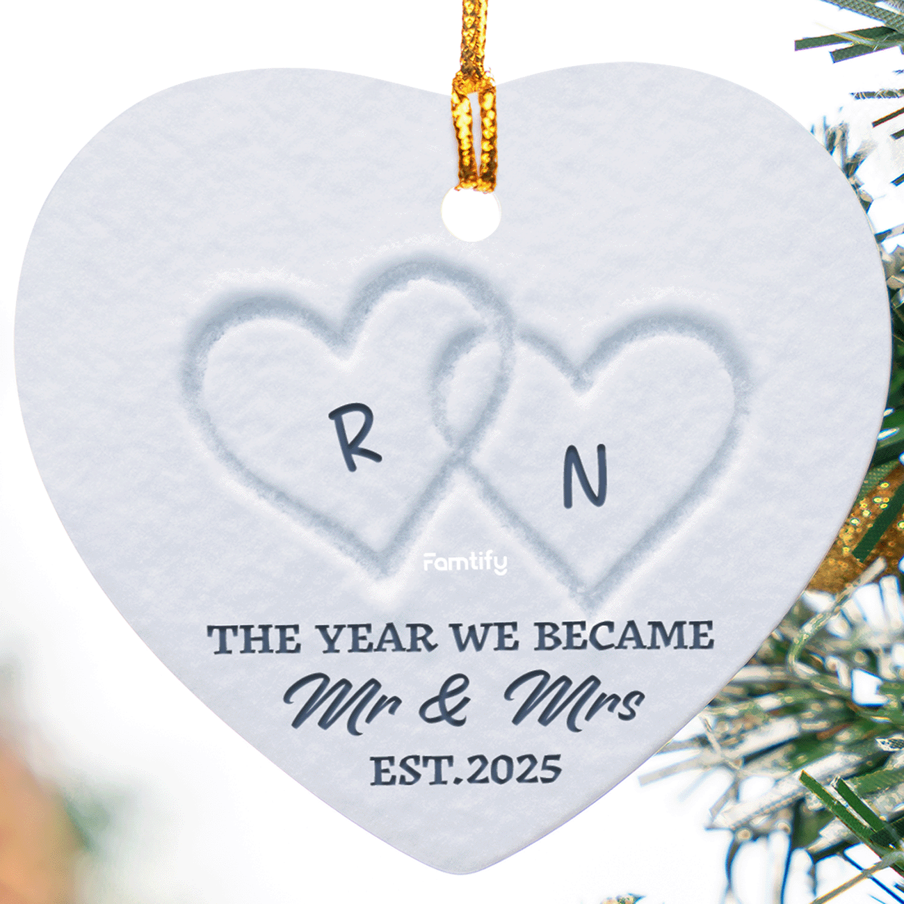 Write Our Names In Sand - Personalized Ceramic Ornament