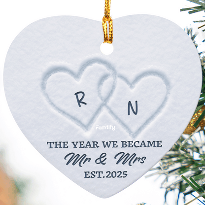 Write Our Names In Sand - Personalized Ceramic Ornament