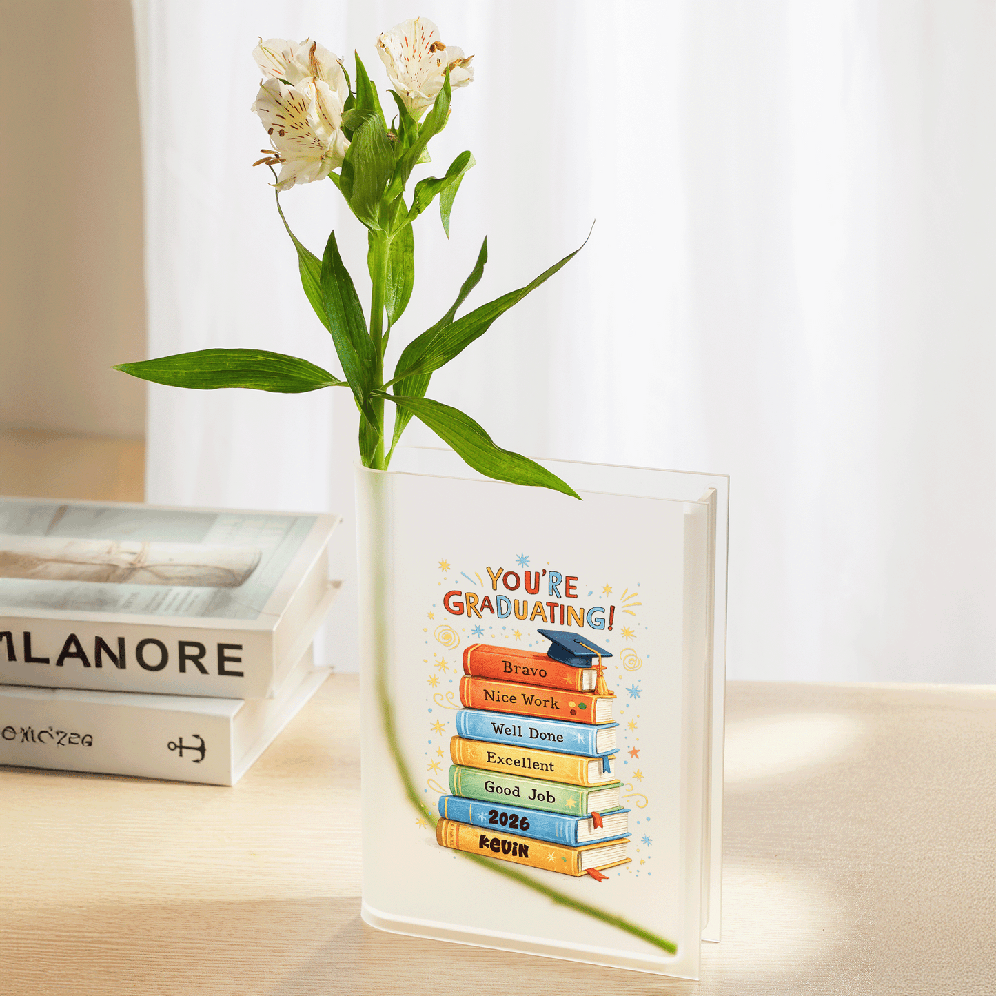 Personalized You're Graduating Acrylic Book Vase with Custom Name