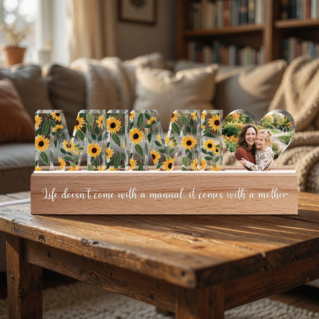 Personalized Floral Name LED Lamp – Mother’s Day Gift for Mom or Grandma – Custom Acrylic Light Keepsake