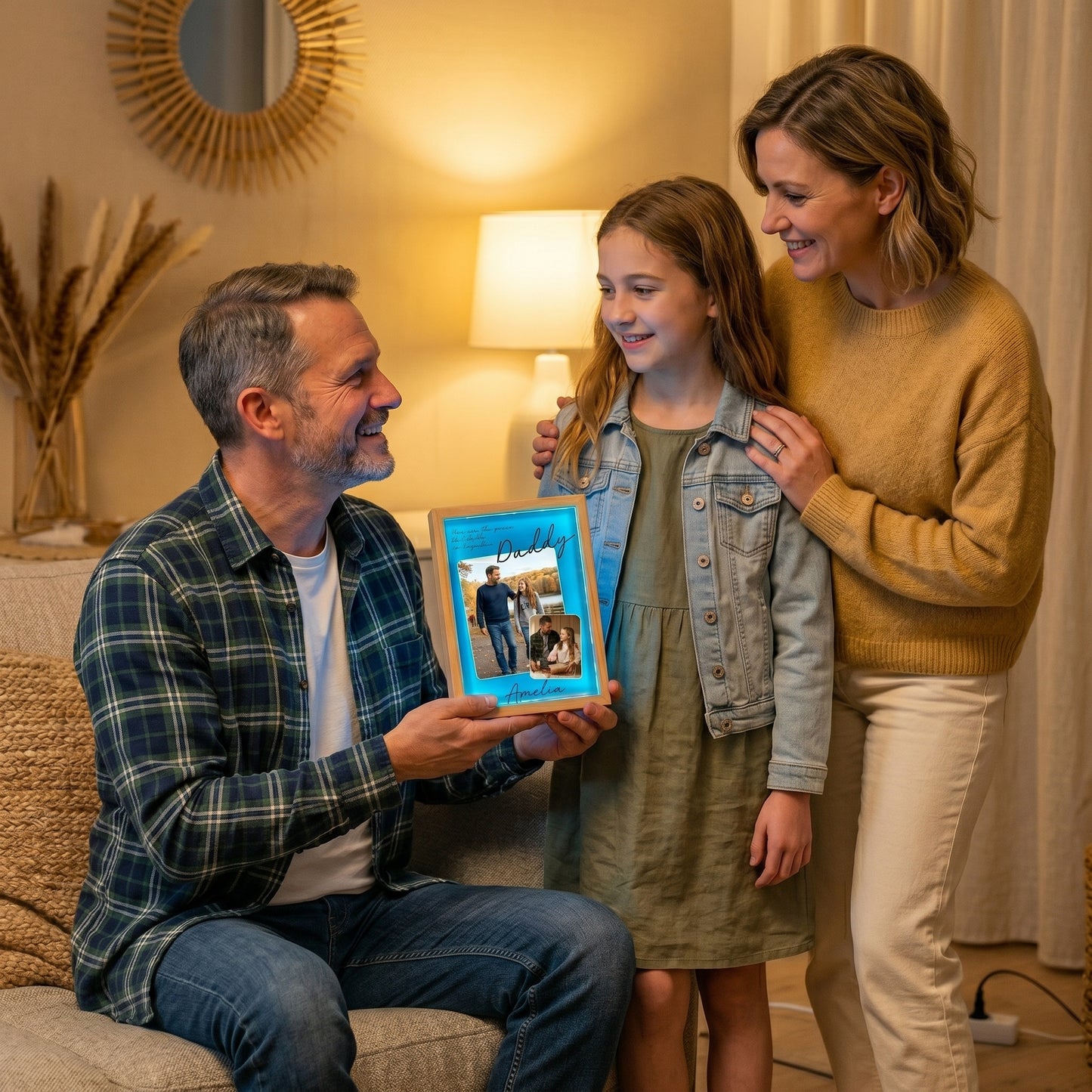 Personalized Daddy Photo Frame Light Box – Custom Photo Father’s Day Gift, You Are the Piece That Holds Us Together LED Lamp