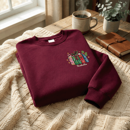 Personalized Christmas Books Sweatshirt with Custom Name | Cozy Holiday Book Lover Crewneck