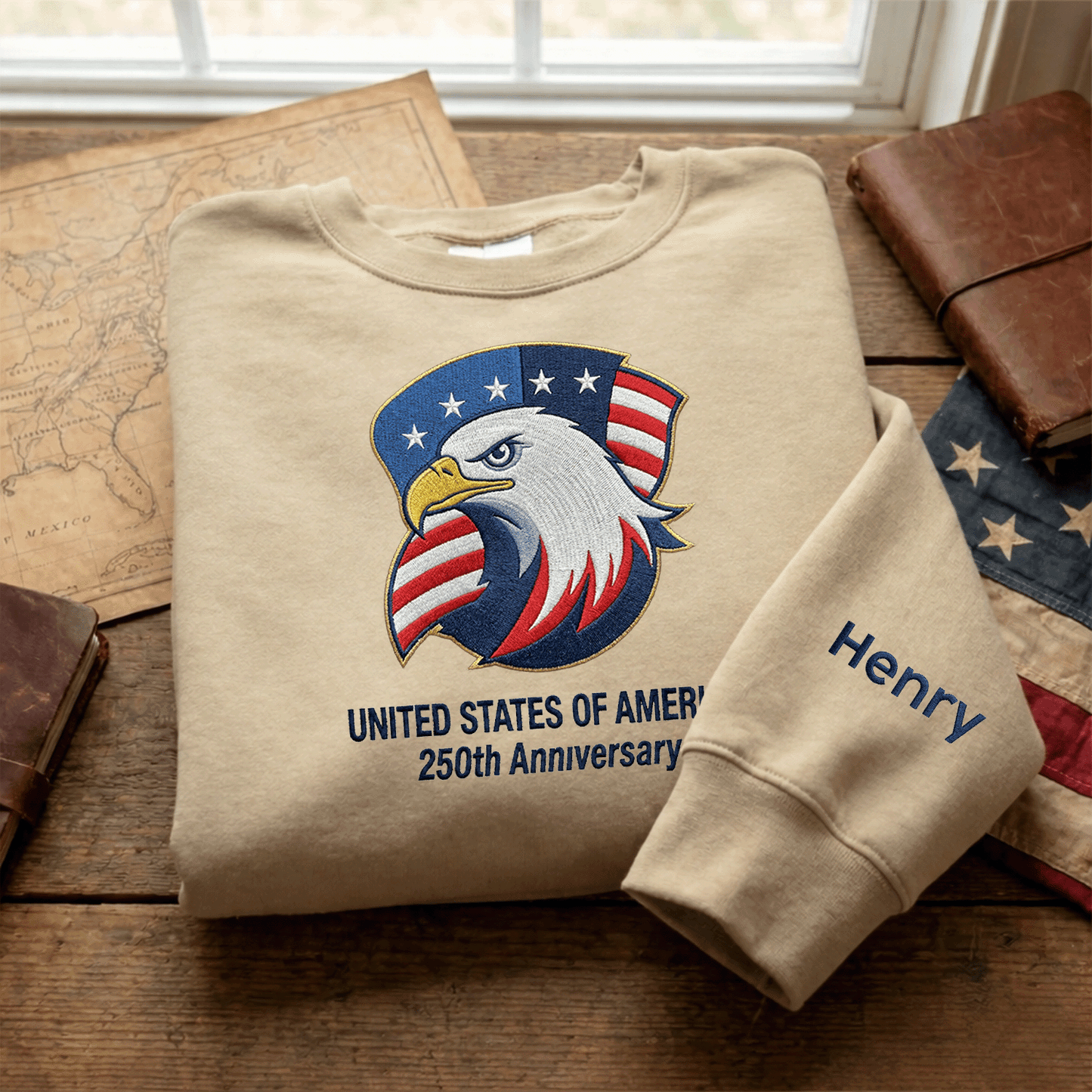 USA 250th Anniversary 1776-2026 - Embroidered Liberty Bell Sweatshirt
