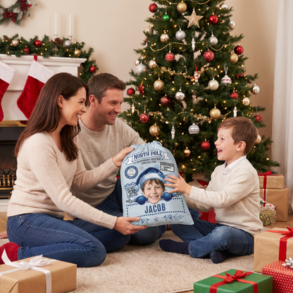 Personalized Overnight Service Special for Christmas Sack, Custom Name Santa Gift Bag