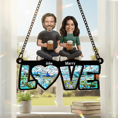 Forever & Always – Valentine’s Day Romantic Gift for Couples – Personalized 2-Layer Stained Glass Suncatcher